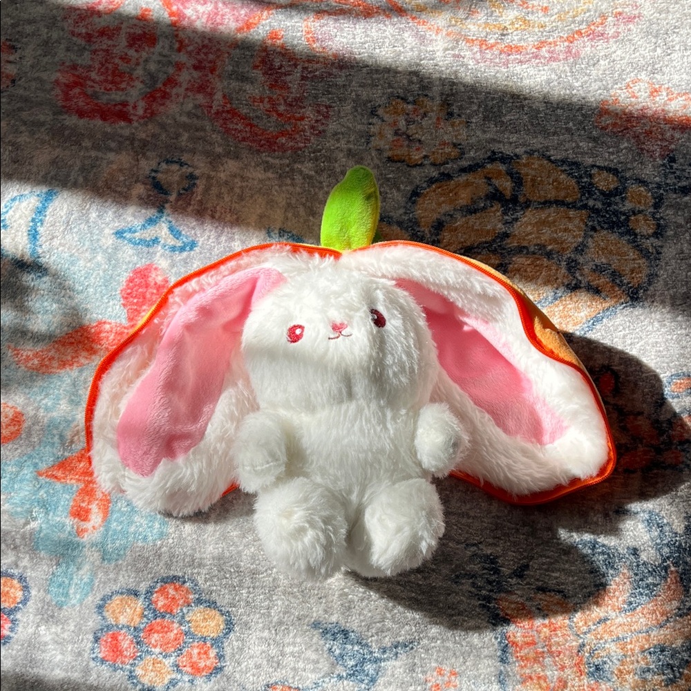 White Plush Bunny with Pink Ears